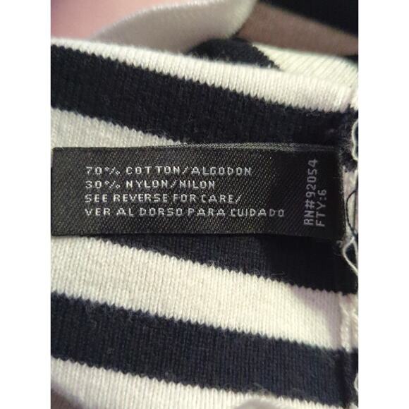 Carolyn Taylor Top Woman's Large V-Neck Cap Sleeve Black White Striped - Picture 9 of 12